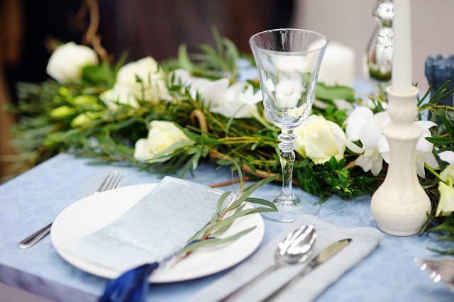 Table set for wedding reception